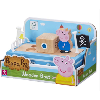 Peppa Pig - Drewniana łódka z figurką